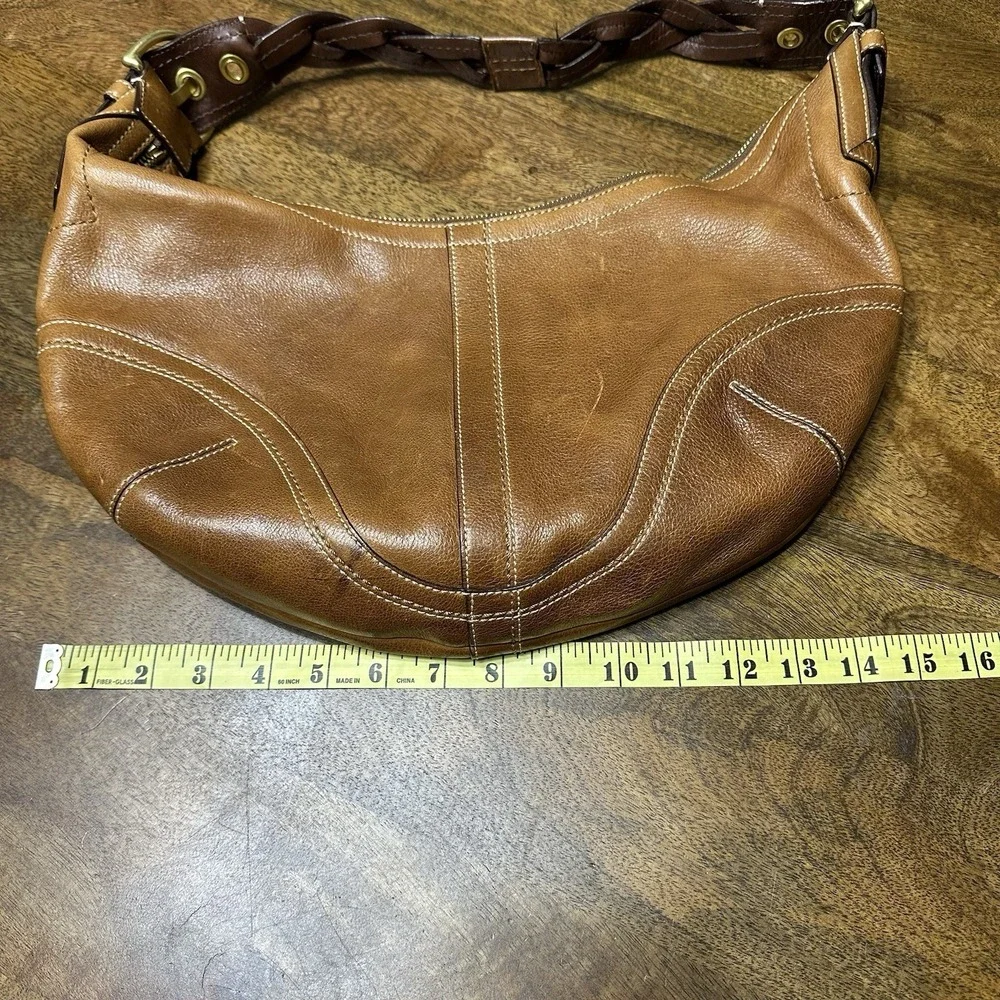 Coach Brown Leather Shoulder Bag with Braided Strap